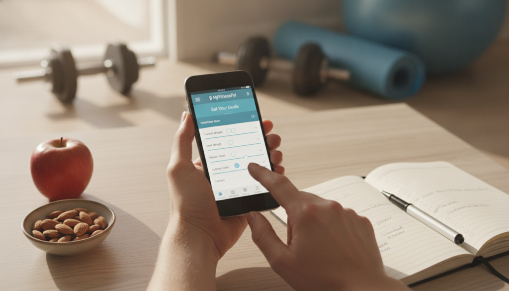 Configuração de metas de fitness no App MyFitnessPal